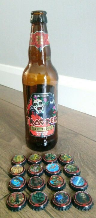 Iron Maiden - Trooper Beer Ale Bottle Ltd Day Of The Dead Set Of 16 Album Tops