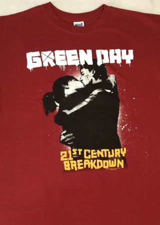 Green Day 21st Century Breakdown Maroon/burgundy/red T - Shirt Large Or Xl