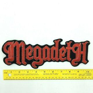 Vtg Megadeth Logo Large Jacket Patch Iron On Rock Metal Music 10 " X 3 " Red Black