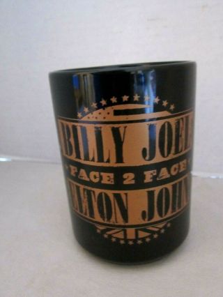 Elton John Billy Joel Face 2 Face Tour Black & Gold Mug.  Ceramic.  4.  5 " Tall.