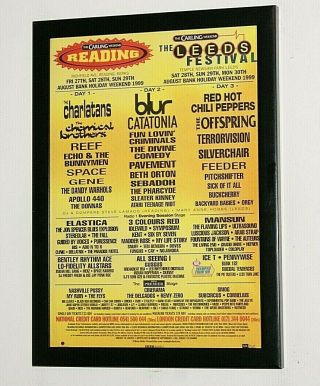 Reading Leeds Festival Framed A4 1999 `blur,  Chili Peppers,  ` Art Poster