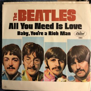 Beatles All You Need Is Love East Coast Straight Cut.  Sleeve