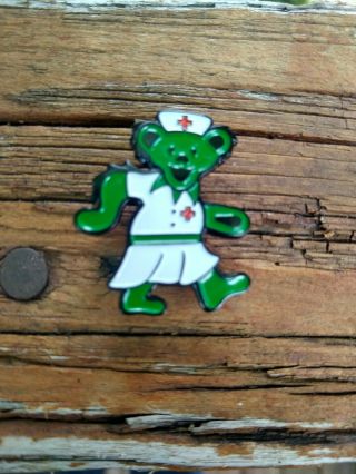 Grateful Dead Dancing Bear Nurse Hat Pin Green