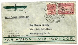 Graf Zeppelin Cover,  " Overprinted For Usa " 1930 (brazil To Usa),  $$$ Look