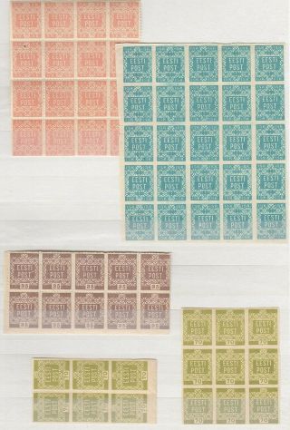 Estonia 1919 Mi 1 - 16 Stamps,  Mi 2 - 25 Stamps,  Mi 3 - 10 Stamps,  Mi 4 - 15 Stamps