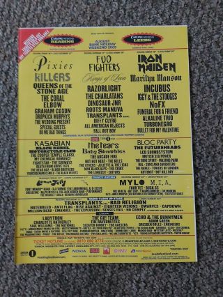 (abc34) Advert/poster 11x8 " Leeds/reading Festival 2005 : Iron Maiden,  Incubus