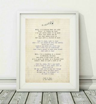 097 The Eagles - Take It Easy - Song Lyric Art Poster Print - Sizes A4 A3