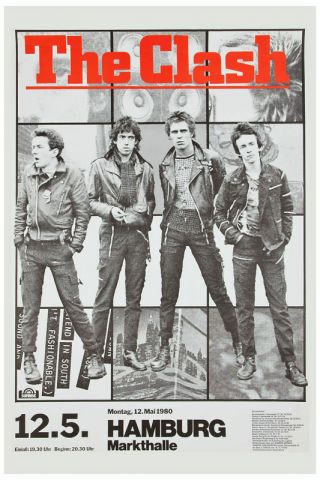 The Clash Hamburg Germany Concert Poster 1980 12x18