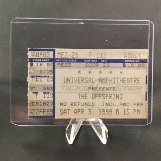 The Offspring Universal Amphitheatre Ca Concert Ticket Stub Vintage April 3 1999