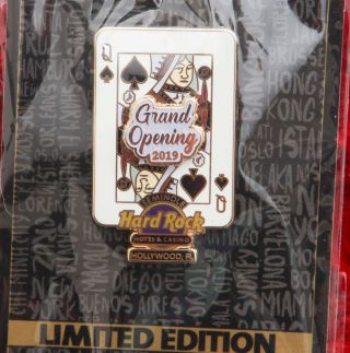 Hard Rock Cafe Pin Hollywood Fl Grand Opening Serie Queen Of Spades Playing Card