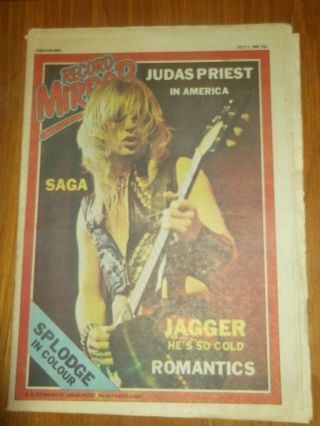 Record Mirror July 5 1980 Judas Priest Saga Splodge Mick Jagger Romanticssham 69