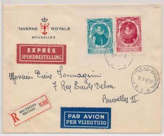 Lm54671 Belgium 1942 Express Registered Airmail Cover