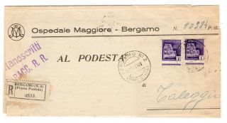 Italy Italian Rsi 1944 Very Rare Error 1l Stamp On Registered Cover Certified
