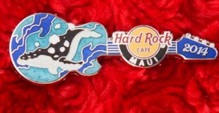 Hard Rock Cafe Pin MAUI Humpback Whale Guitar hat lapel Hawaii ocean blue 2