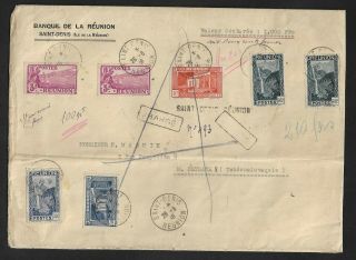 Reunion To Czech Airmail Declared Value Cover High Franking 1936
