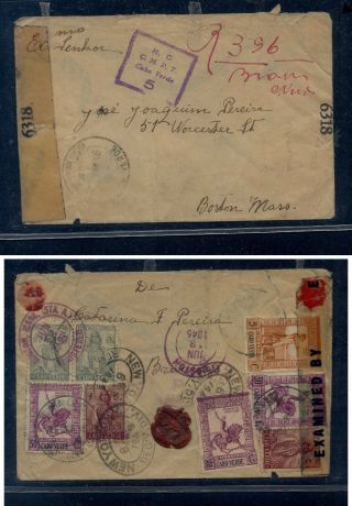 Portugal Cape Verde Franking Censor Cover To Us Ps