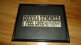 Donna Summer I Feel Love - Framed Press Release Promo Advert