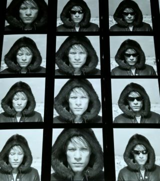 Jon Bon Jovi 8.  5x11 " Black & White Photo Bw Portrait Rock Music Hair Winter Hood