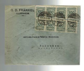 1923 Hildesheim Germany Inflation Cover To Bockenem 1 Billion Marks G D Frankel