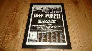 Deep Purple/scorpions Knebworth 1985 - Framed Advert
