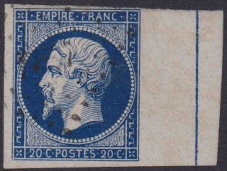 1853 Empire,  20c,  Bleu - Foncé,  Ligne D 