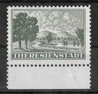 Theresienstadt Germany 1943 Nh Grey Green Perf 10 1/2 Michel 1 Cv €650 Vf