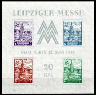Germany - 1946 Leipzigier Messe Sheet - Wmk.  Rising - Nh - Scan,  Pic