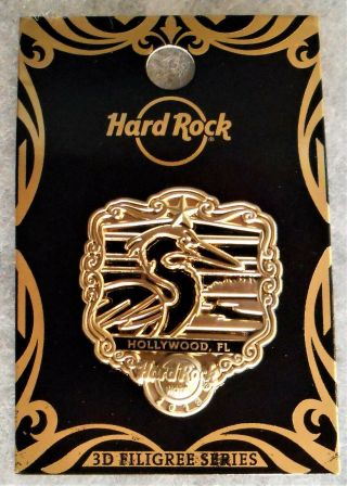 Hard Rock Hotel Hollywood Fl Limitd Edition 3d Gold Filigree Series Pin 500331