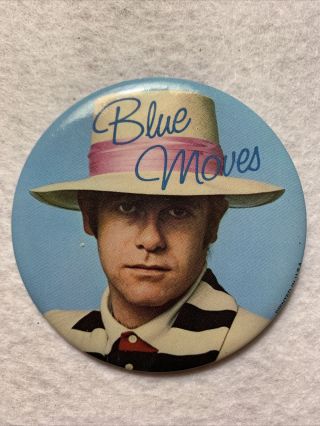 Vintage 1976 Elton John Blue Moves Tour Pinback Button 3 "