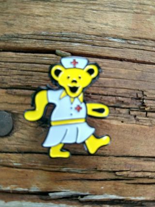 Grateful Dead Dancing Bear Nurse Hat Pin Yellow