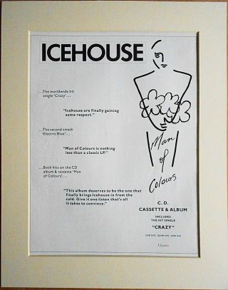 Icehouse Man Of Colours 1987 Music Press Poster Type Advert In Mount
