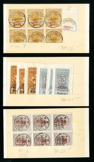 Romania German Occup Stamps On 3x Cards W/6 Cancels On Each