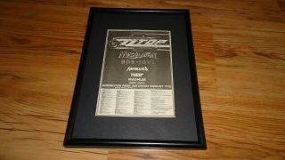 Zz Top Donington Park 1985 - Framed Press Release Promo Poster