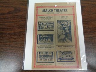 Malco Theatre Vintage Movie Ad Mcghee Arkansas Invasion Of The Body Snatchers