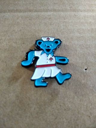 Grateful Dead Dancing Bear Nurse Hat Pin Blue