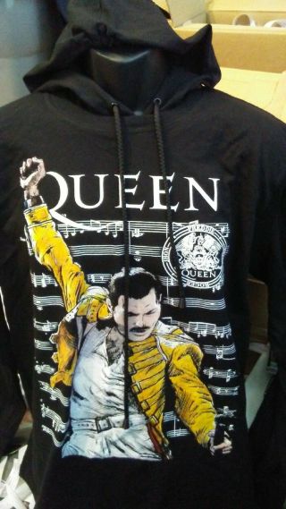 Queen / Freddie Mercury Mens Long - Sleeve 2 - Sided Hoodie - Size Large -