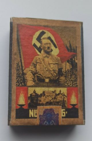 Nazi Germany Matchbox With Adolf Hitler And A Flag With Swastika,  NÜrnberg