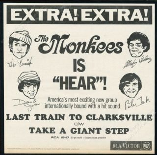 1966 The Monkees Last Train To Clarksville Record Release Scarce Uk Print Ad
