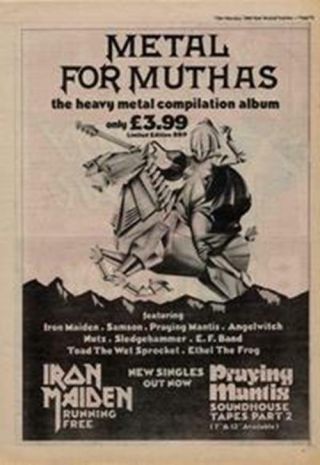 Iron Maiden Praying Mantis Metal For Muthas Advert Nme Cutting 1980