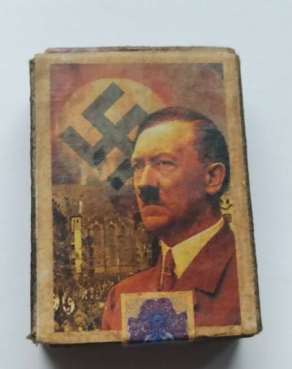 Nazi Germany Matchbox With Adolf Hitler,  A Swastika And The Wehrmacht Cross