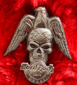 Hard Rock Cafe Pin Dubai 3d Skull Hawk Eagle Bird Tattoo Hat Lapel Logo