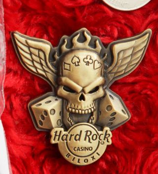 Hard Rock Cafe Pin Biloxi Casino 3d Winged Skull Hotel Dice Poker Cards Logo Hat
