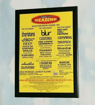 Reading Festival 1999 Framed A4 Blur Charlatans Red Hot` Promo Poster