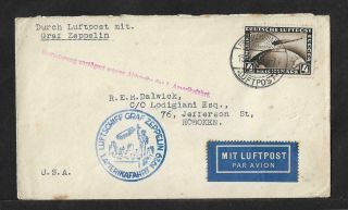 Zeppelin Germany To Usa 1929 Lz 127 1 America Interrupted Flight Cover