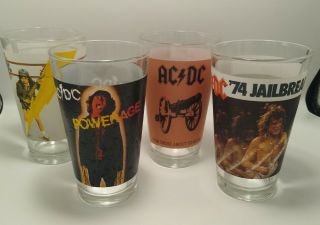 Ac/dc Collector’s Series Album Cover Design Pub 16oz Pint Glasses - Set Of 4