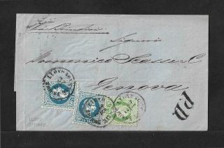 Austrian Post Office Turkey - Lloyd Smyrne To Italy Cover 1874 Scarce