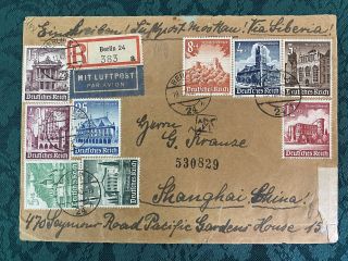 1940 Censored German Cover Registered B177 - 185 To China Via Airmail With German