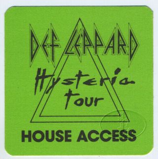 Def Leppard 1988 Hysteria Backstage Pass House Green