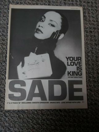 (abc13) Advert/poster 11x8 " Sade : Your Love Is King