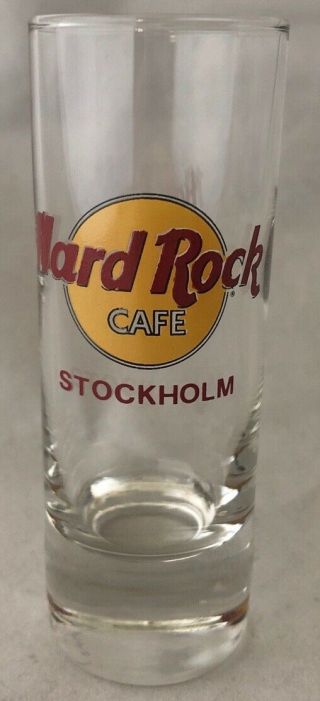 Hard Rock Cafe 4” Tall Shot Glass Stockholm Red Letter Hrc Barware Souvenir